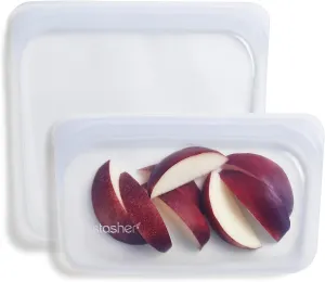 Stasher Premium Silicone Reusable Food Storage Bags, 2-Pack, Clear | Multi-Use Food Storage Bags, Lunch Bag, Travel Containers | BPA Free, Leak-free, Dishwasher-Safe, Eco-friendly