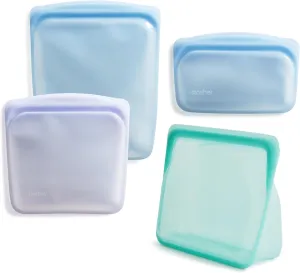 Stasher Premium Silicone Reusable Food Storage Bags, 4-Pack, Multi | Multi-Use Food Storage Bags, Lunch Bag, Travel Containers | BPA Free, Leak-free, Dishwasher-Safe, Eco-friendly
