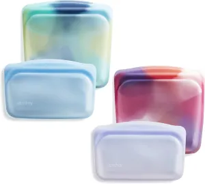 Stasher Premium Silicone Reusable Food Storage Bags, 4-Pack, Tie Dye Multi | Multi-Use Food Storage Bags, Lunch Bag, Travel Containers | BPA Free, Leak-free, Dishwasher-Safe, Eco-friendly
