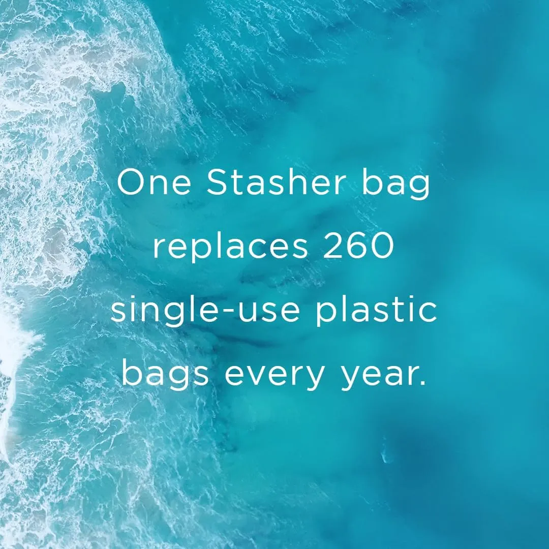 Stasher Premium Silicone Reusable Food Storage Half Gallon Bag, Tide Pool | Microwave, Sous Vide, Dishwasher, Oven and Freezer Safe | BPA Free, Leak-free, Eco-friendly, 64 Oz