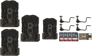 Stealth Cam Browtine 14MP Camera (4-Pack) Bundle with Trail Camera Camera Holder, Memory Card and Card Reader (11 Items)