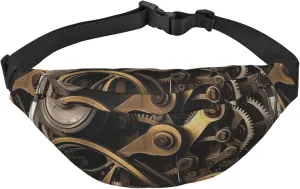 Steam Machinery Fanny Pack Adjustable Crossbody Bag Large Waist Bag Travel Belt Bag Unisex Bum Bag, Black, One Size, Casual Daypack