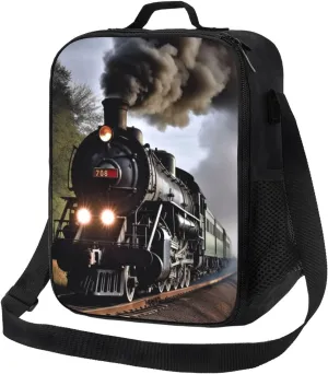 Steam Train Lunch Bag for Men Women Insulated Lunch Box for Adult Reusable Lunch Tote Bags Large Capacity Lunch Case Leakproof Cooler Lunch Container for Work Travel Office