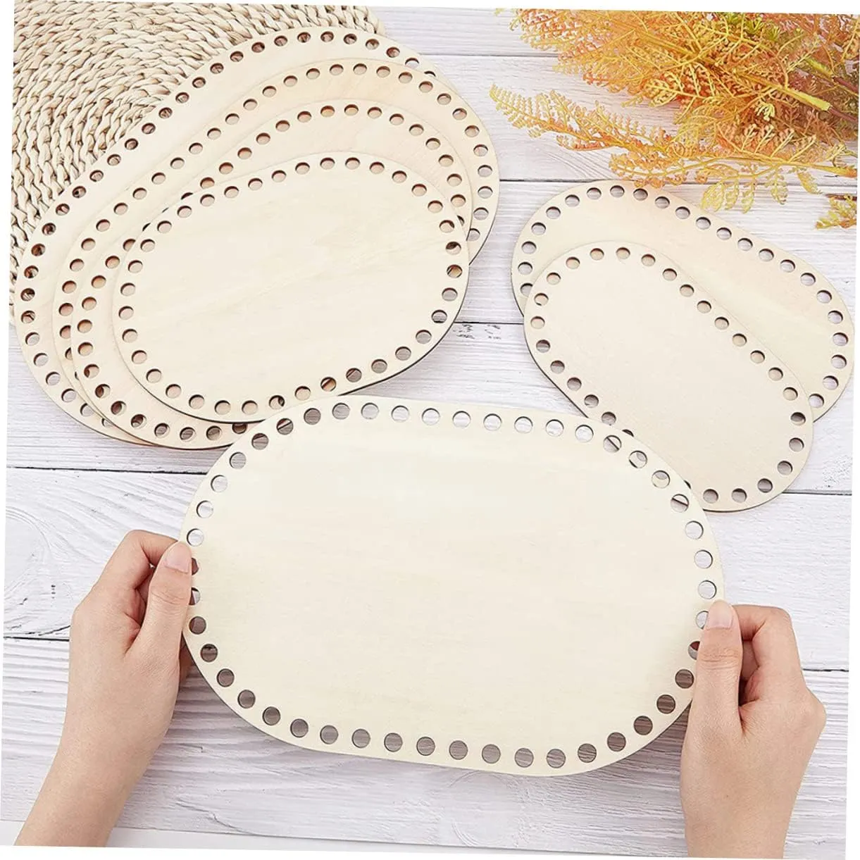 STOBOK 3sets Handicraft Wooden Base Crochet for Home Decor DIY Tote Bag Bottom Board 2pcs*3