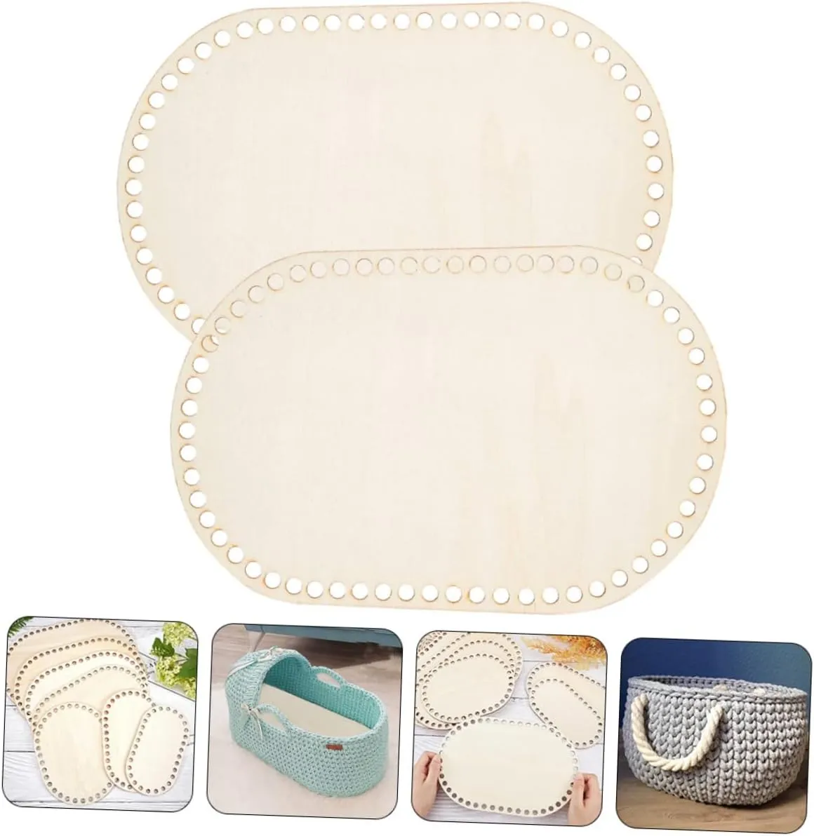 STOBOK 3sets Handicraft Wooden Base Crochet for Home Decor DIY Tote Bag Bottom Board 2pcs*3