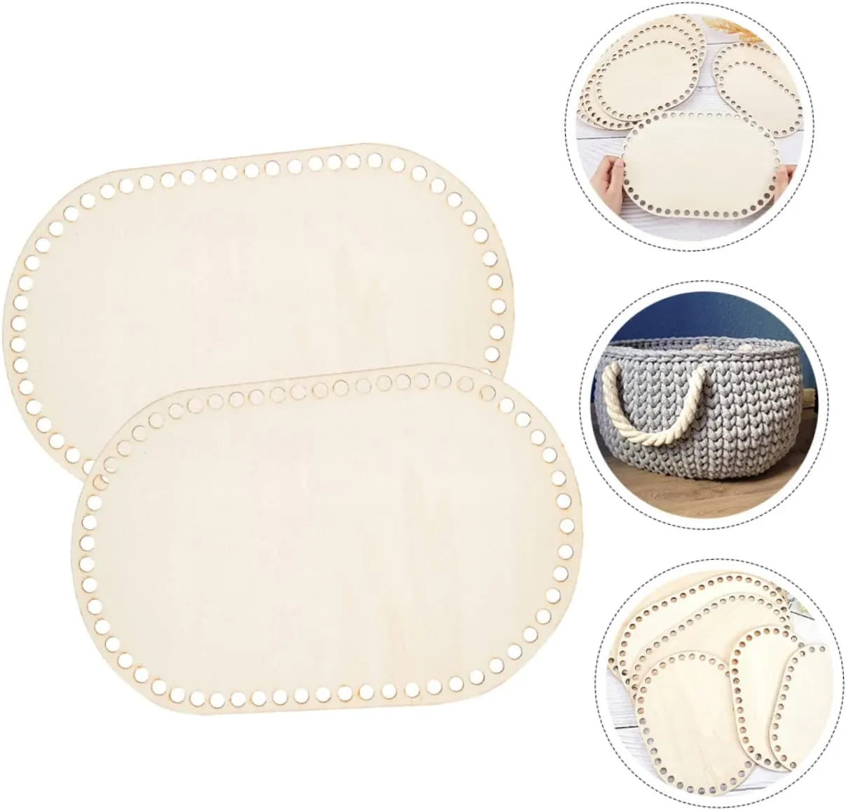 STOBOK 3sets Handicraft Wooden Base Crochet for Home Decor DIY Tote Bag Bottom Board 2pcs*3