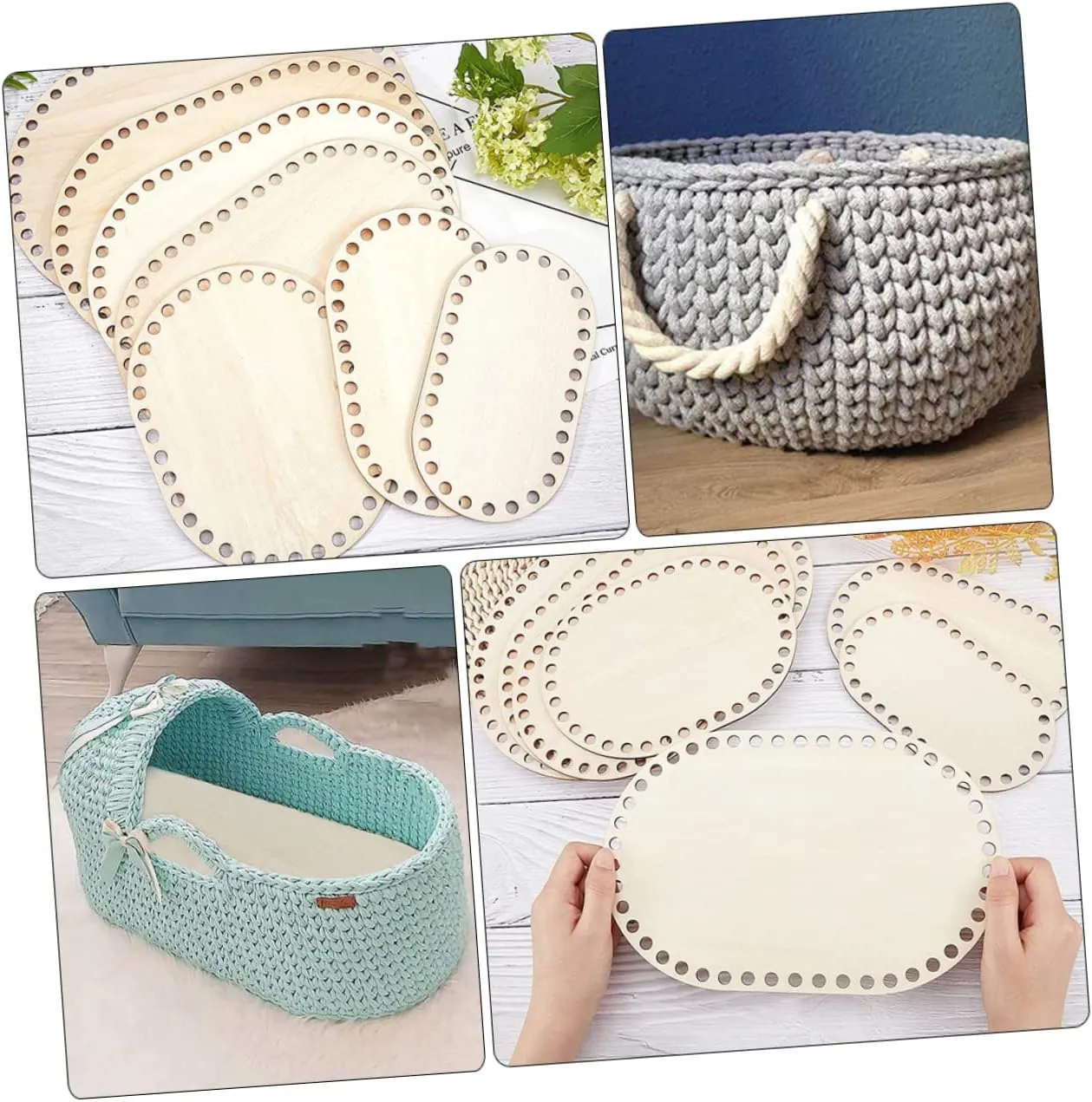 STOBOK 3sets Handicraft Wooden Base Crochet for Home Decor DIY Tote Bag Bottom Board 2pcs*3