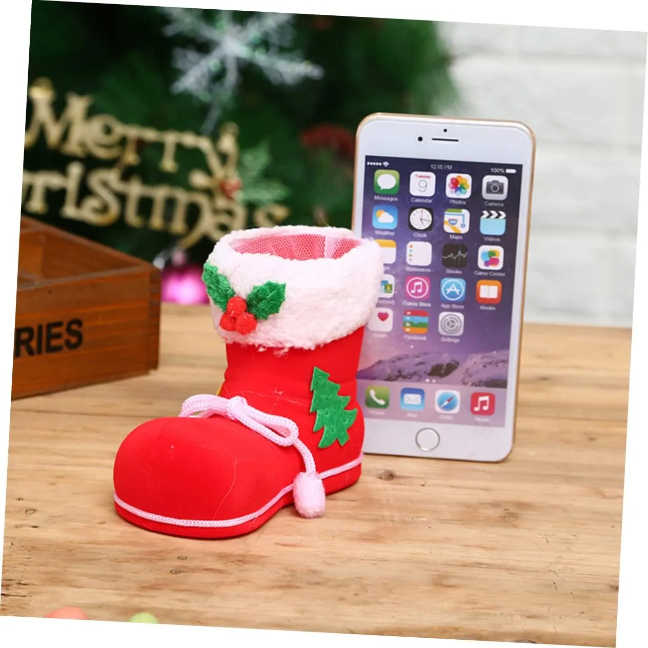 Stocking Candy Boots Christmas Stocking Decorative Pouch Non-Fading Boys and Girls