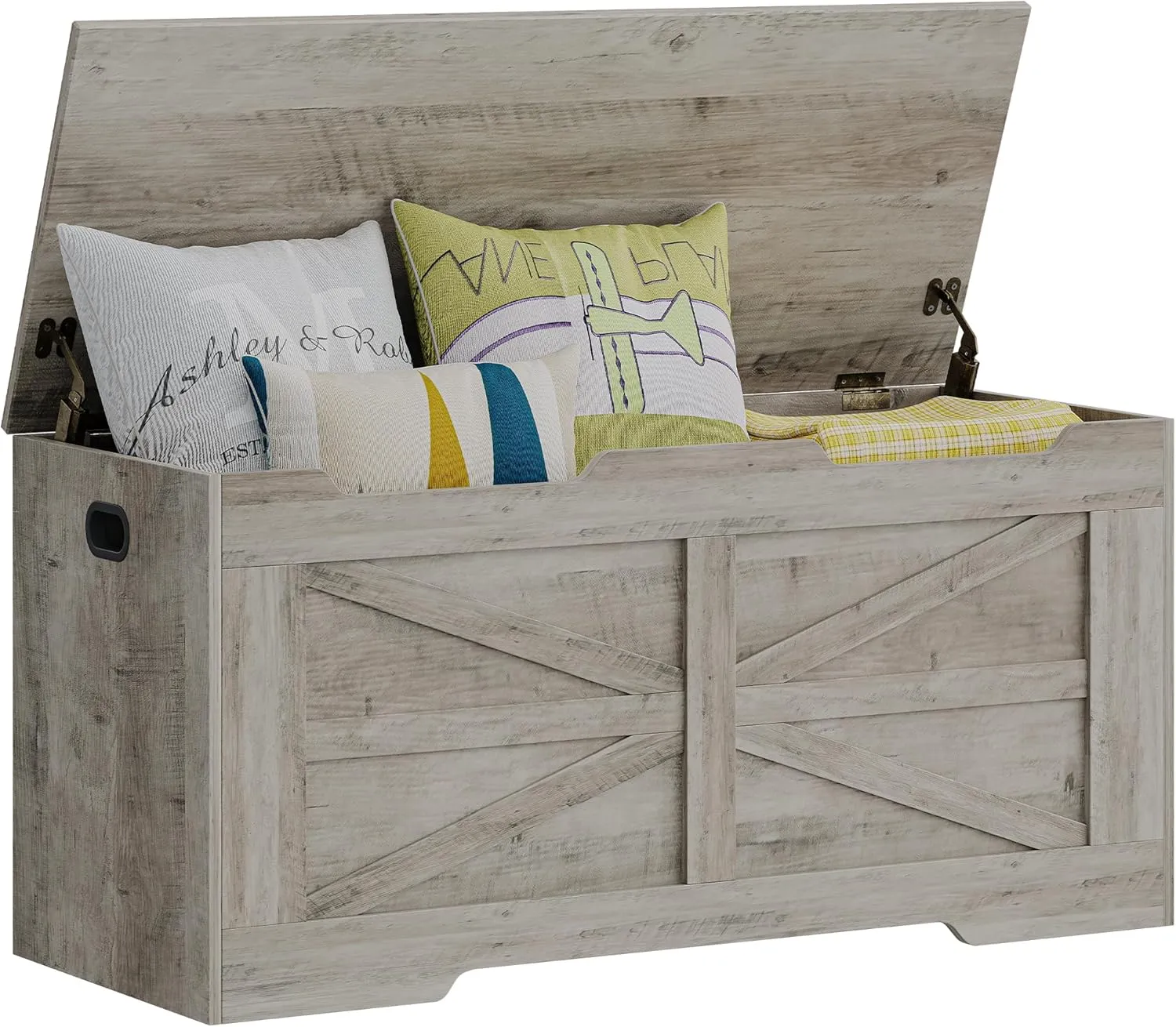 Storage Chest, Storage Trunk, Wooden Storage Bench - 35.4" Lift-Top Storage Organizer with 2 Safety Hinges, Shoe Bench for Entryway, Bedroom, Living Room, Greige SB03405X