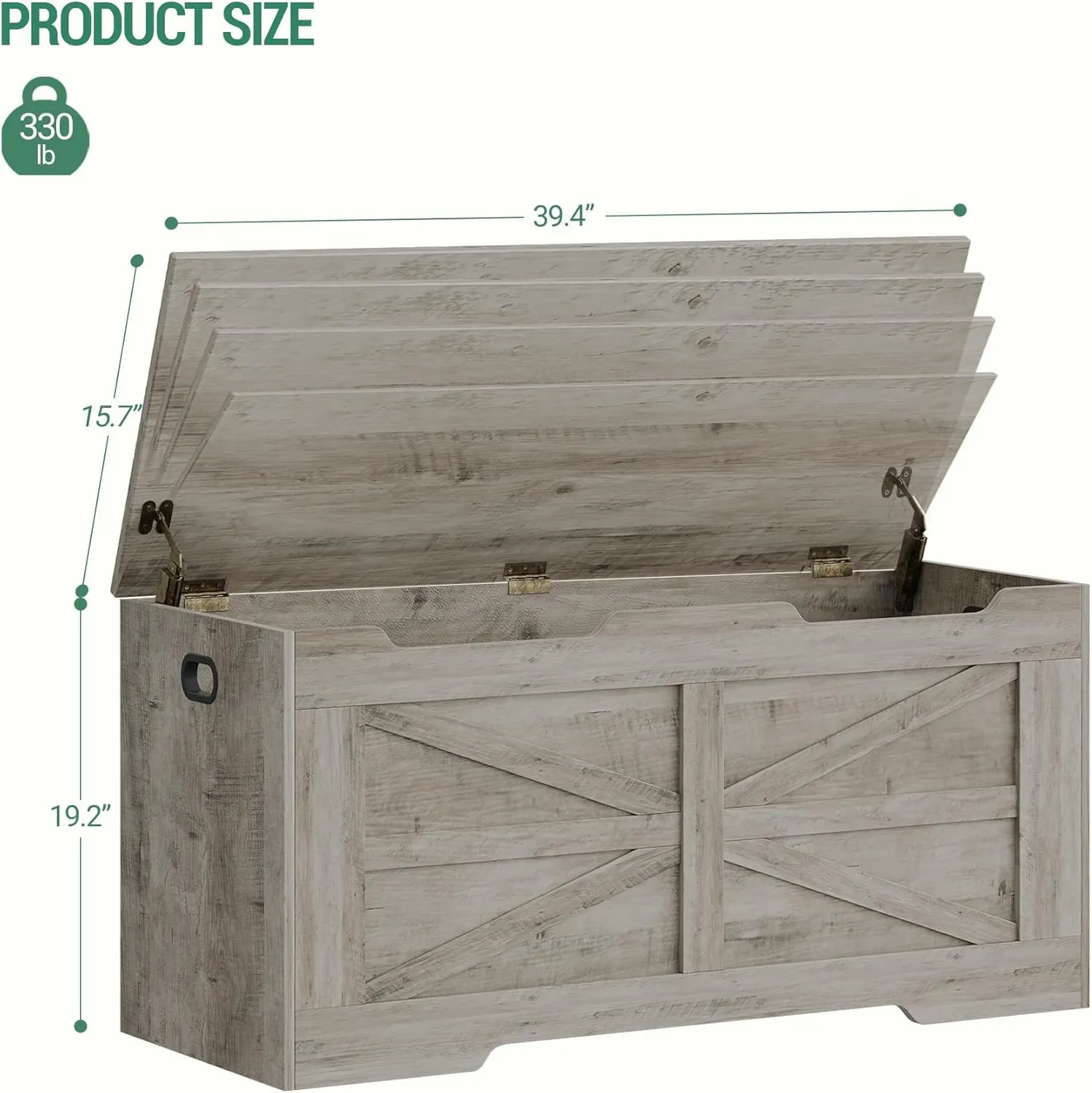 Storage Chest, Storage Trunk, Wooden Storage Bench - 35.4" Lift-Top Storage Organizer with 2 Safety Hinges, Shoe Bench for Entryway, Bedroom, Living Room, Greige SB03405X