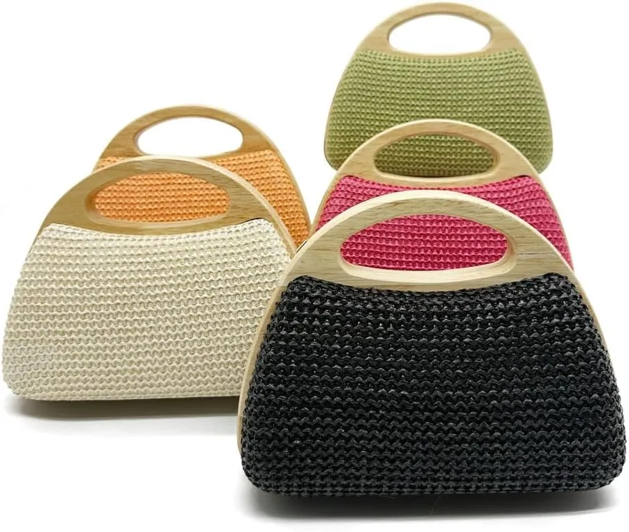 Straw Clutch Bag Beach Bags For Women Rattan Purses Handbags Evening Bag Summer Straw Crossbody Bag Purse Wooden Top-Handle