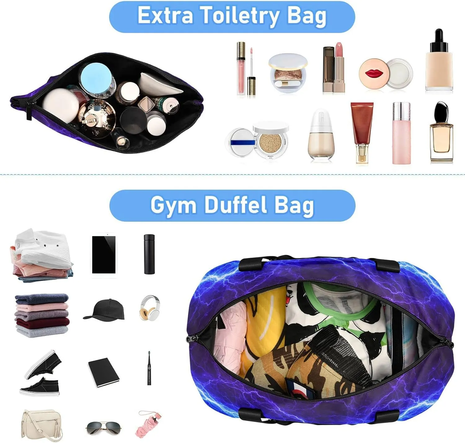 Striped Sport Tote Bag for Women,Gym Bag Black White Stripe Duffle Bag with Shoe Compartment and Wet Pocket