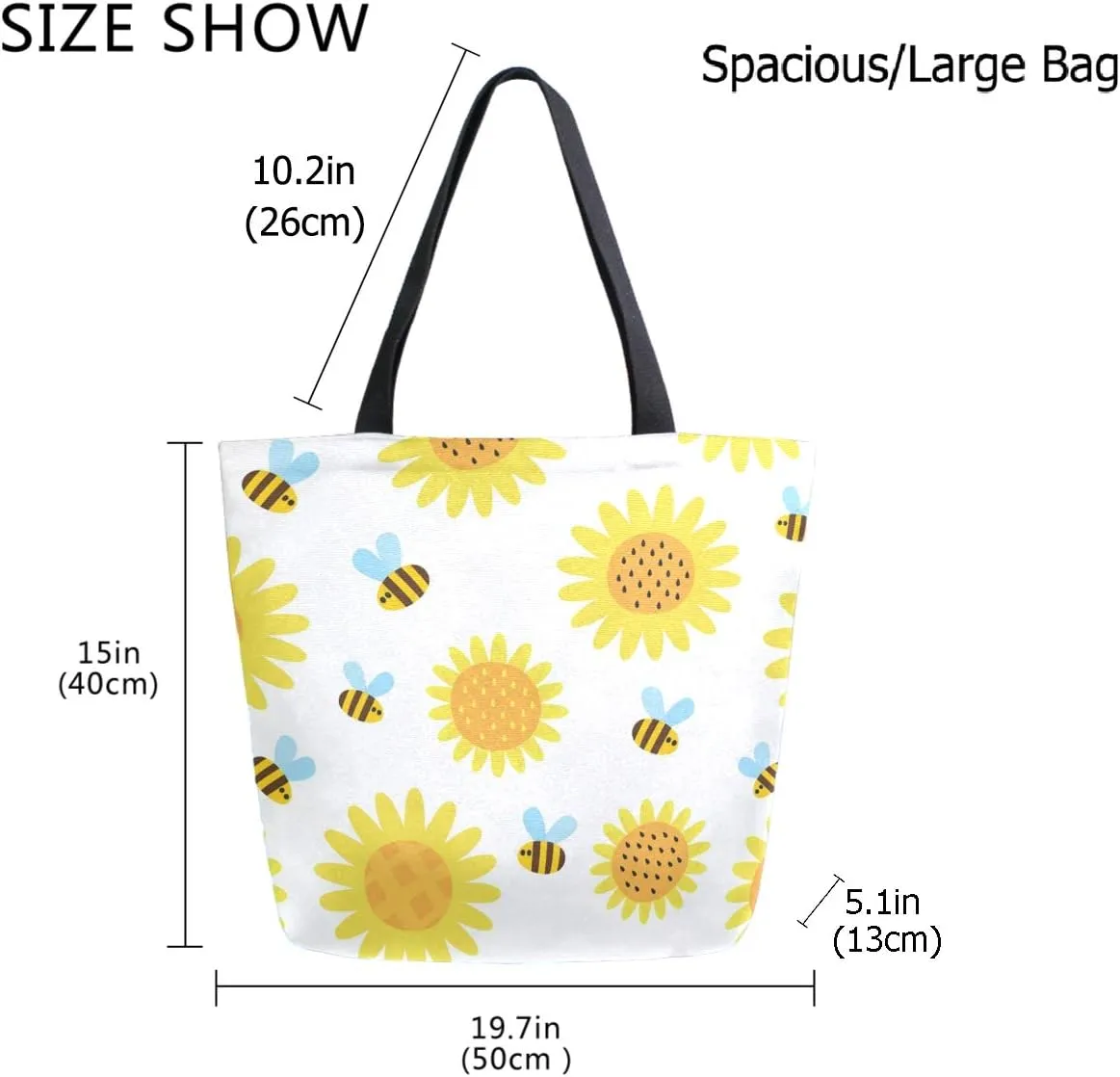 Stylish Cute Pattern Extra Large Shoulder Tote Bag for Beach Travel Weekender Gym Grocery Shopping