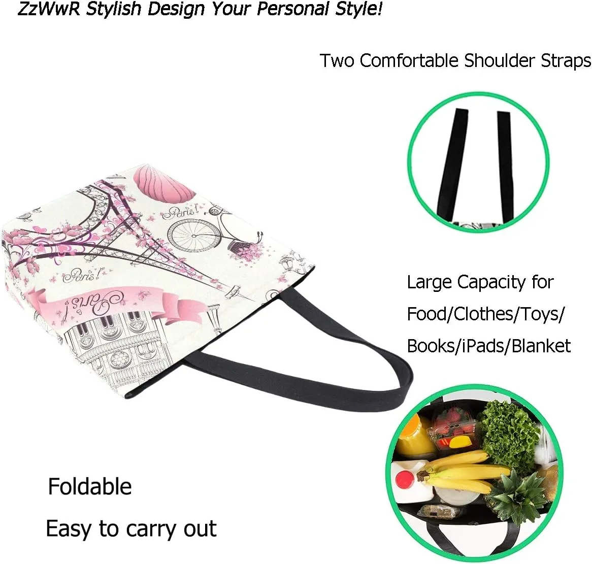 Stylish Print Extra Large Shoulder Tote Bag for Beach Travel Weekender Gym Grocery Shopping…