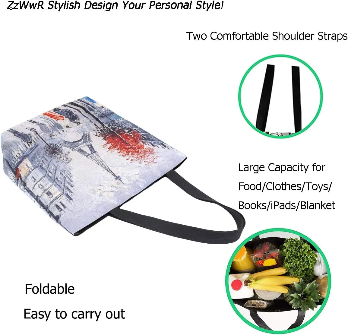 Stylish Print Extra Large Shoulder Tote Bag for Beach Travel Weekender Gym Grocery Shopping…
