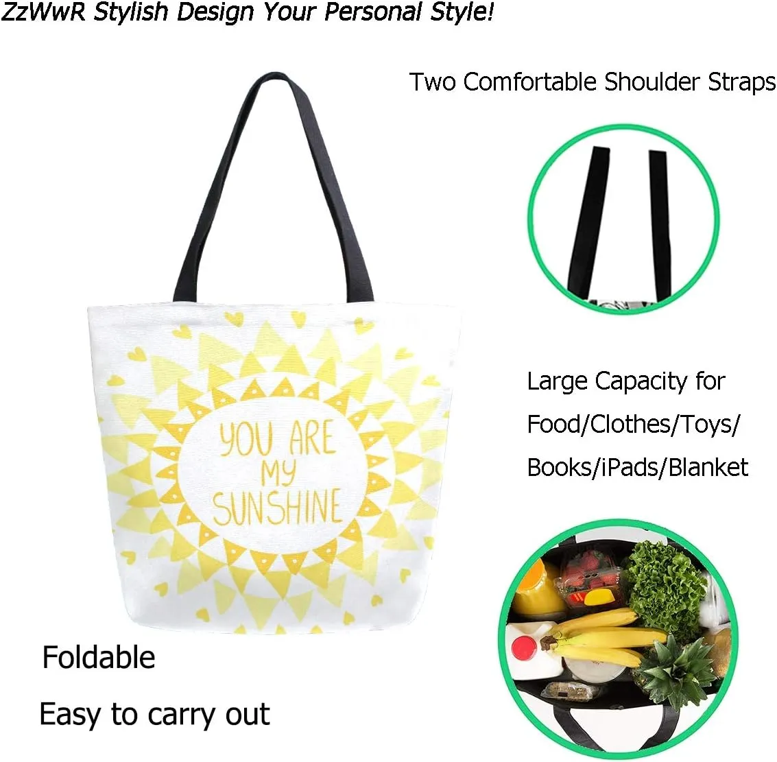 Stylish Print Extra Large Shoulder Tote Bag for Beach Travel Weekender Gym Grocery Shopping…