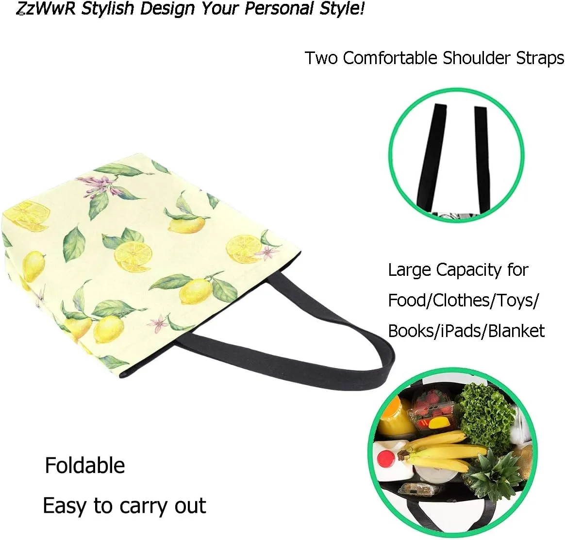 Stylish Print Extra Large Shoulder Tote Bag for Beach Travel Weekender Gym Grocery Shopping