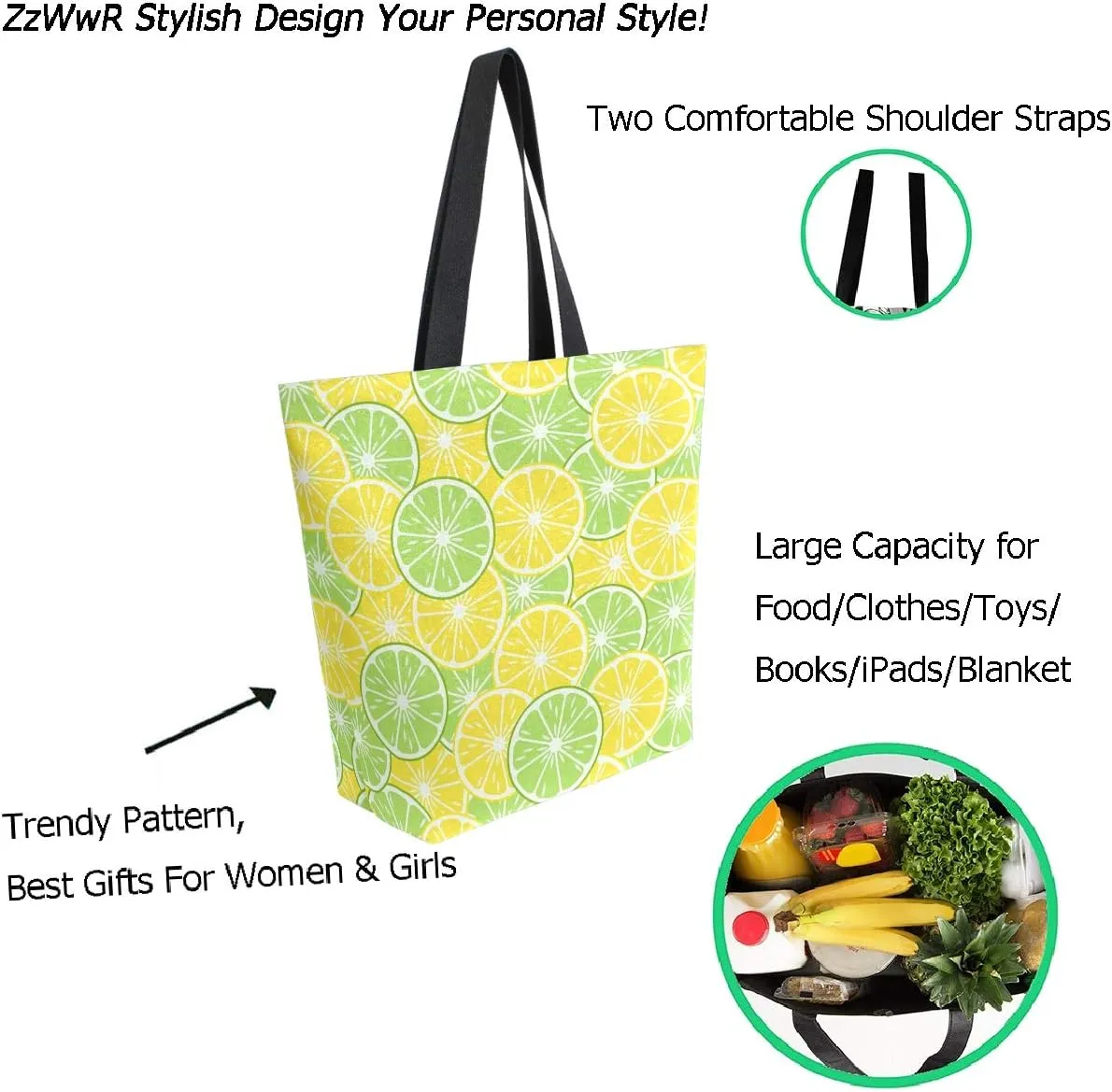 Stylish Print Extra Large Shoulder Tote Bag for Beach Travel Weekender Gym Grocery Shopping