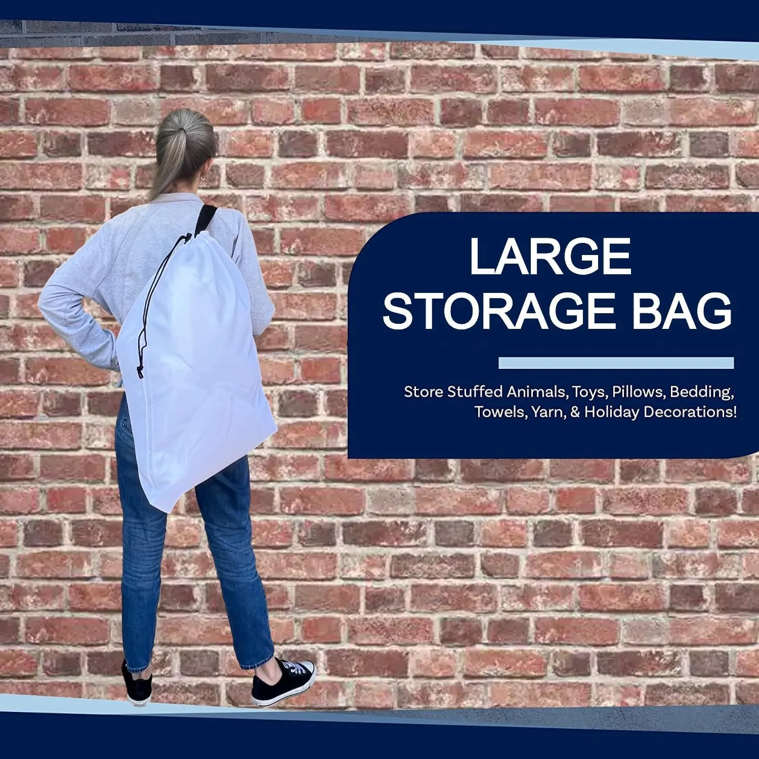 Summer Camp Laundry Bag, Heavy Duty w/Shoulder Strap, 22" x 28", Child Size, Small for Cruise, Water Resistant, Holds 2 Loads or 35 lbs, Dorm, Store Blankets, Yarn, Fabric & Clothes (BLACK)