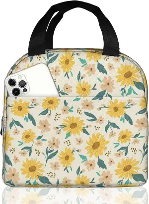 Sunflower Insulated Lunch Bag for Women with Containers Freezable Cooler Thermal Waterproof Lunch Box