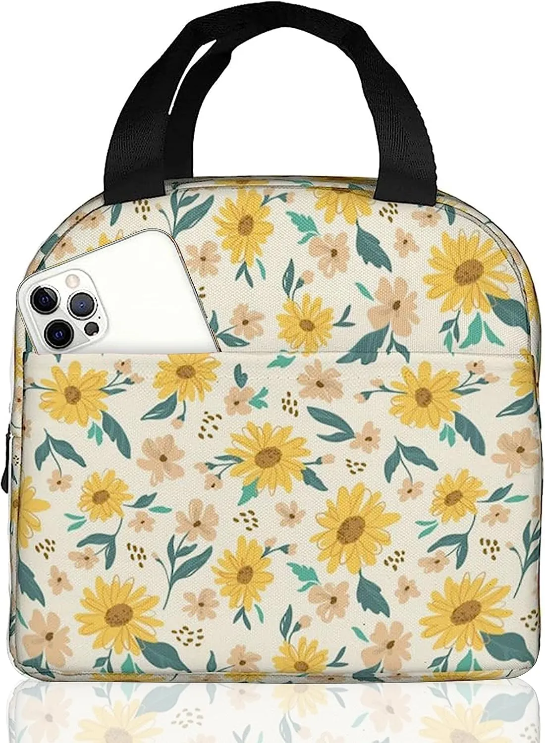 Sunflower Insulated Lunch Bag for Women with Containers Freezable Cooler Thermal Waterproof Lunch Box