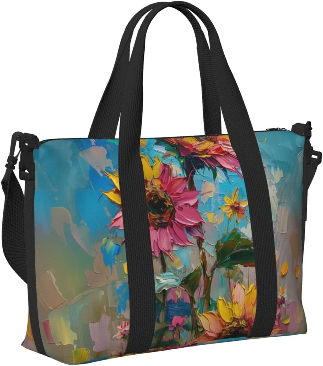 sunflowers print Travel Duffel Bag, Sports Tote Gym Bag, Swim Pool Bag Large Shoulder Tote Bag for Beach Weekender