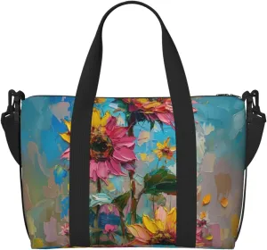 sunflowers print Travel Duffel Bag, Sports Tote Gym Bag, Swim Pool Bag Large Shoulder Tote Bag for Beach Weekender