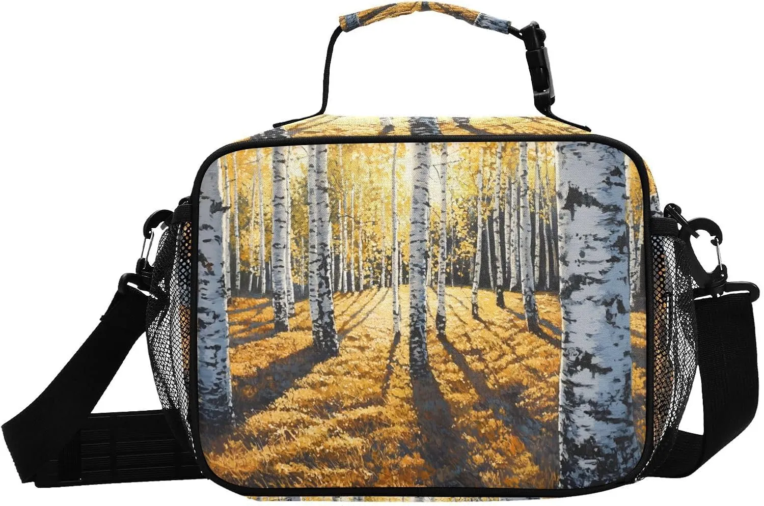 Sunlit Birch Forest Insulated Lunch Box for Men Women – Washable Lunch Bag for Daycare Picnics - Includes Adjustable Shoulder Strap