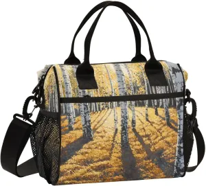 Sunlit Birch Forest Lunch Bag Lunch Box for Women Men Reusable Lunch Tote Shoulder Bag Leakproof Thermal Insulated Lunch Containers for Work Picnic Travel