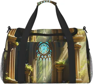 Sunlit Sanctuary Print Travel Duffel Bag for Men & Women, Foldable Travel Bags and Spacious Weekender Tote Bag for Storage Toiletry Luggage Personal Item