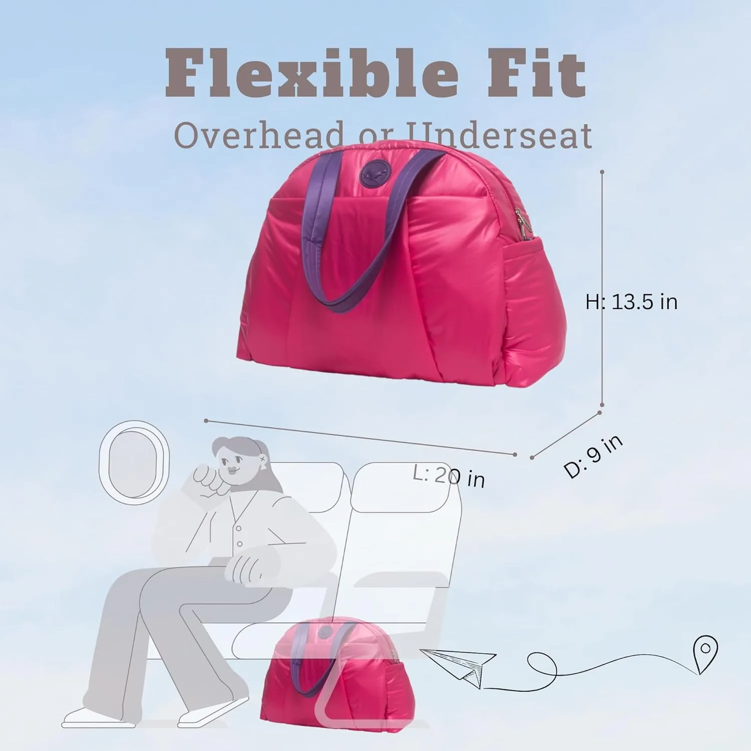 SUNNY BIRD Gym Duffel Bag for Women, Weekender Overnight Bag for Travel (Peony)