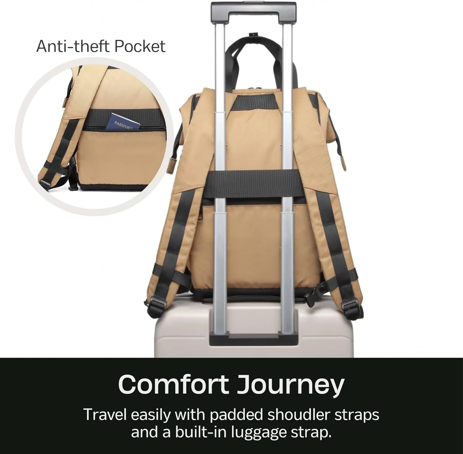 SUNNY BIRD Laptop Backpack, 15.6 Inch Laptop Work Bag, Wide Open Casual Daypack for Women, Men and Adult (Brown)