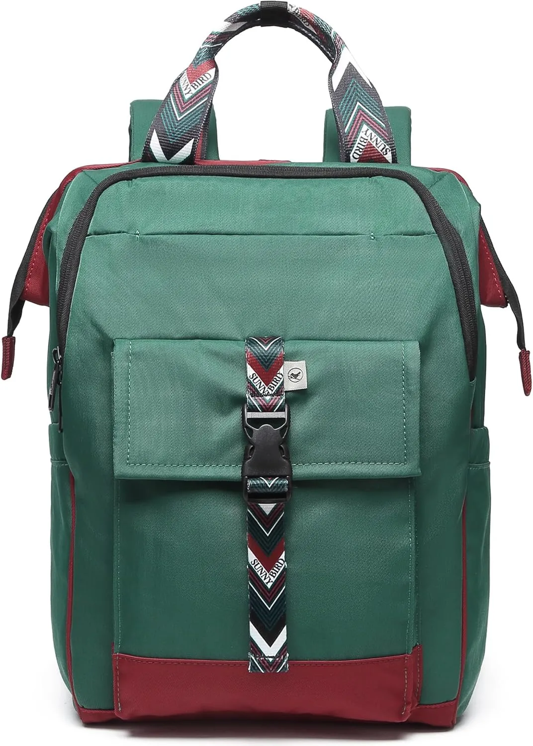 SUNNY BIRD Laptop Backpack, 15.6 Inch Laptop Work Bag, Wide Open Casual Daypack for Women, Men and Adult (Greenboho)