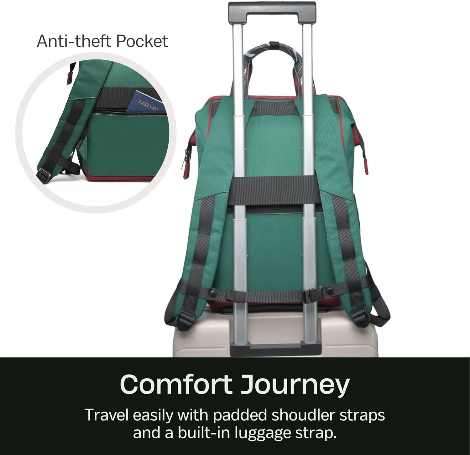 SUNNY BIRD Laptop Backpack, 15.6 Inch Laptop Work Bag, Wide Open Casual Daypack for Women, Men and Adult (Greenboho)