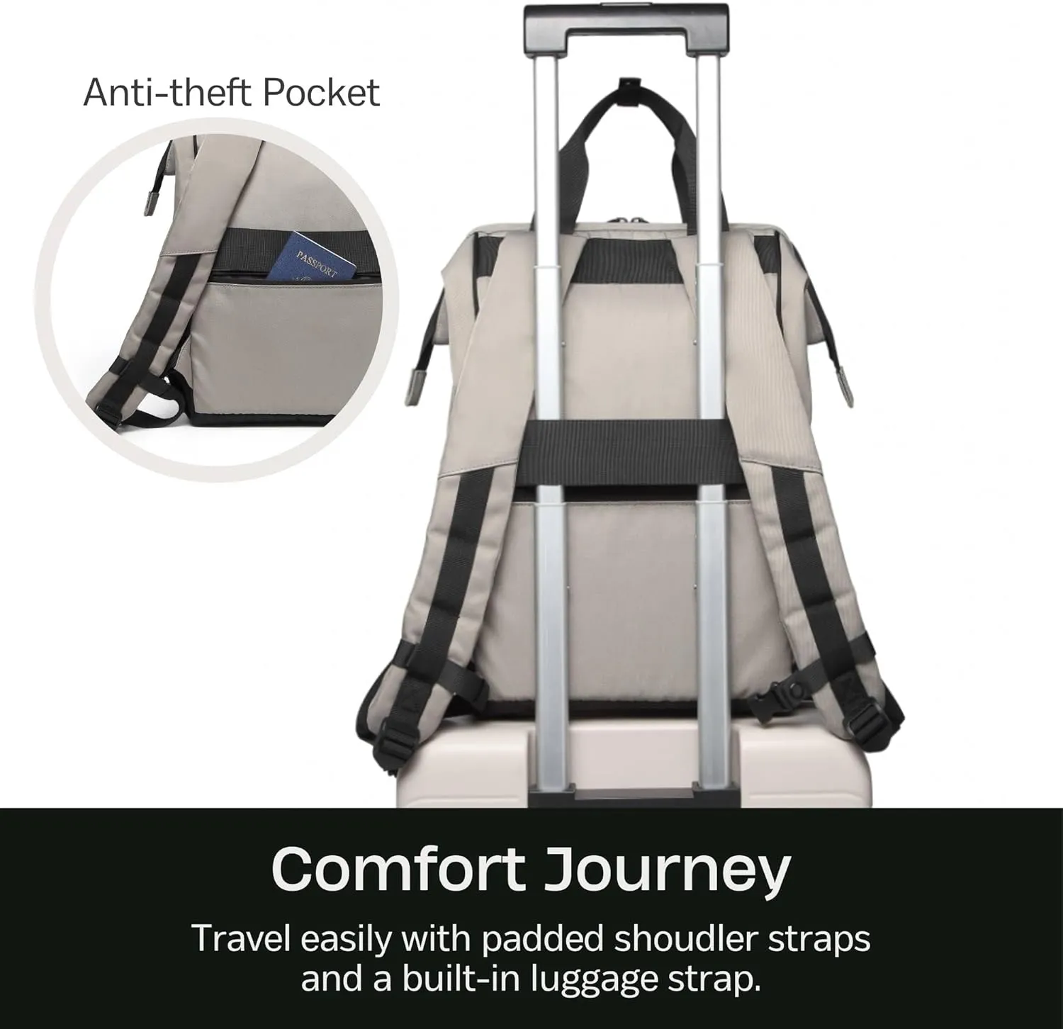 SUNNY BIRD Laptop Backpack, 15.6 Inch Laptop Work Bag, Wide Open Casual Daypack for Women, Men and Adult (Grey)