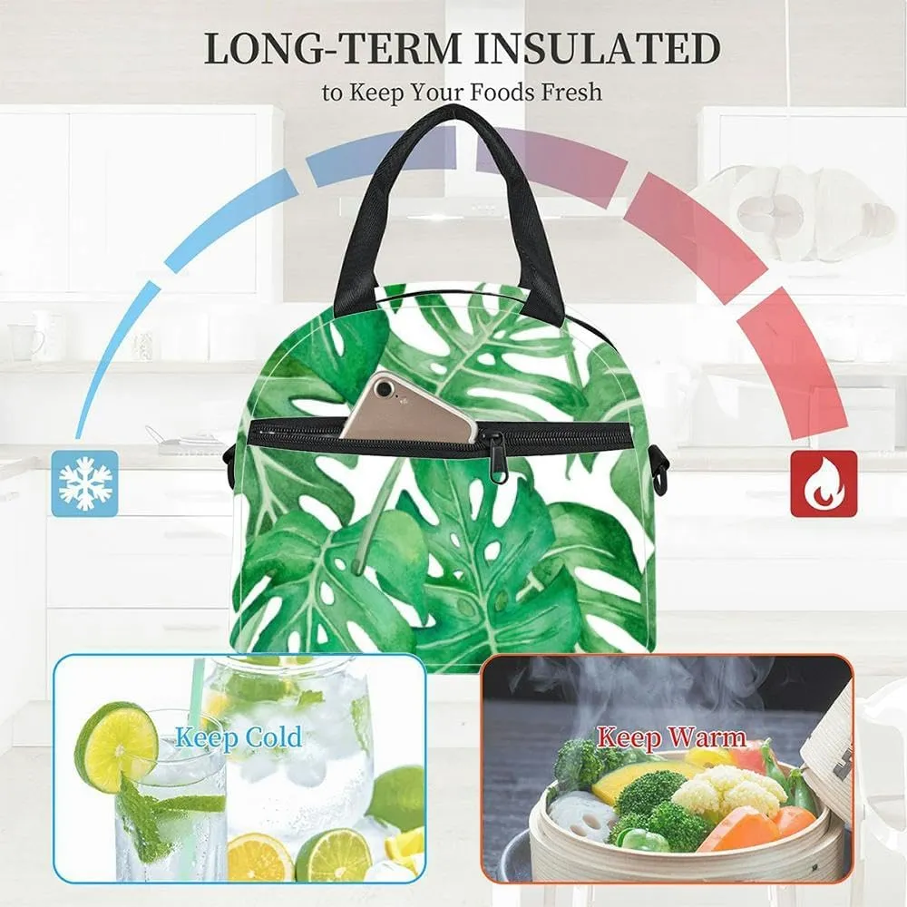 Sunny day a rain forest a monstera leaves good resolution painted wate Lunch Box for Women Men Adult Freezable Insulated Lunch Tote Bag for Work With Shoulder Strap Soft Large Small Cooler Bag Pail