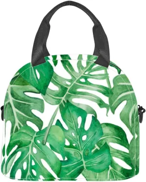 Sunny day a rain forest a monstera leaves good resolution painted wate Lunch Box for Women Men Adult Freezable Insulated Lunch Tote Bag for Work With Shoulder Strap Soft Large Small Cooler Bag Pail