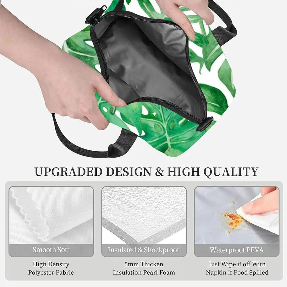 Sunny day a rain forest a monstera leaves good resolution painted wate Lunch Box for Women Men Adult Freezable Insulated Lunch Tote Bag for Work With Shoulder Strap Soft Large Small Cooler Bag Pail