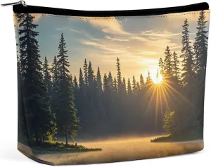 Sunrise on The Lake Travel Makeup Bag Large Toiletry Bag for Women Waterproof Cosmetic Bags for Purse Portable Makeup Organizer Bags Cute Zipper Pouch Cosmetic Pouch Funny Travel Makeupbag