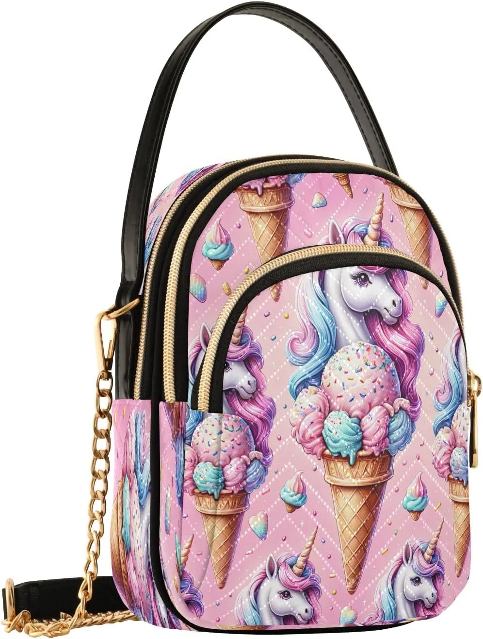Sunset Dolphins Jumping in Water Cross Body Bag for Woman Travel Triple Zip Small Shoulder Purse, Small Sling Bag