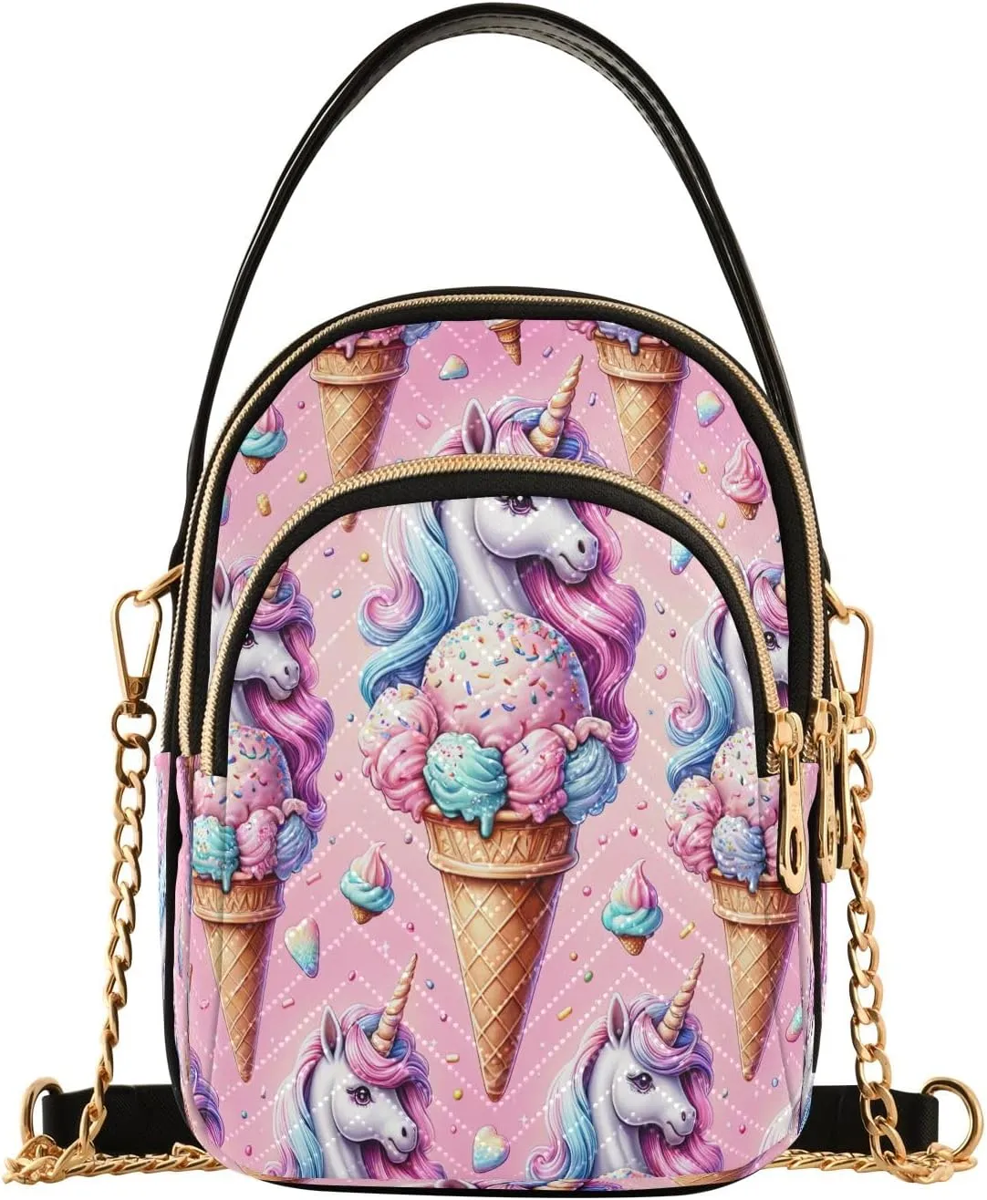 Sunset Dolphins Jumping in Water Cross Body Bag for Woman Travel Triple Zip Small Shoulder Purse, Small Sling Bag