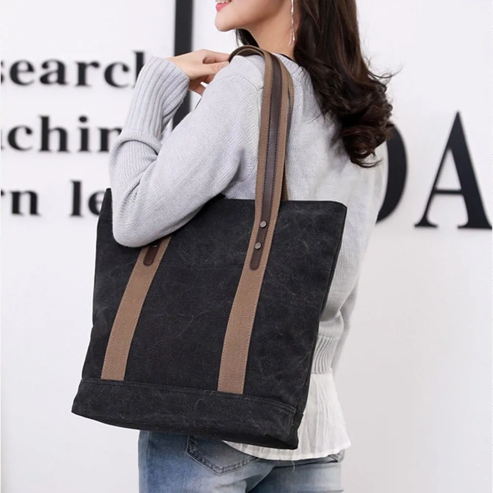 Sunshinejing Women's Canvas Shoulder Bags Retro Casual Handbags Work Bag Tote Purses
