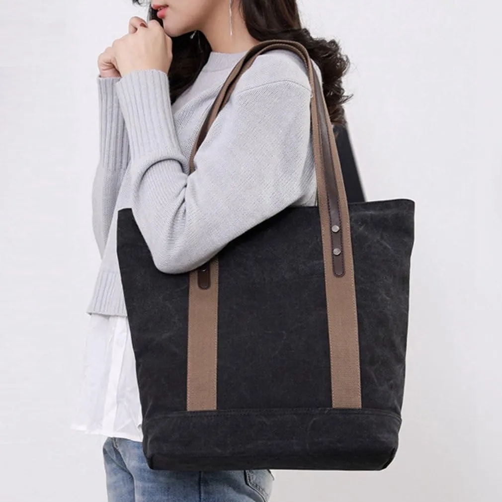 Sunshinejing Women's Canvas Shoulder Bags Retro Casual Handbags Work Bag Tote Purses