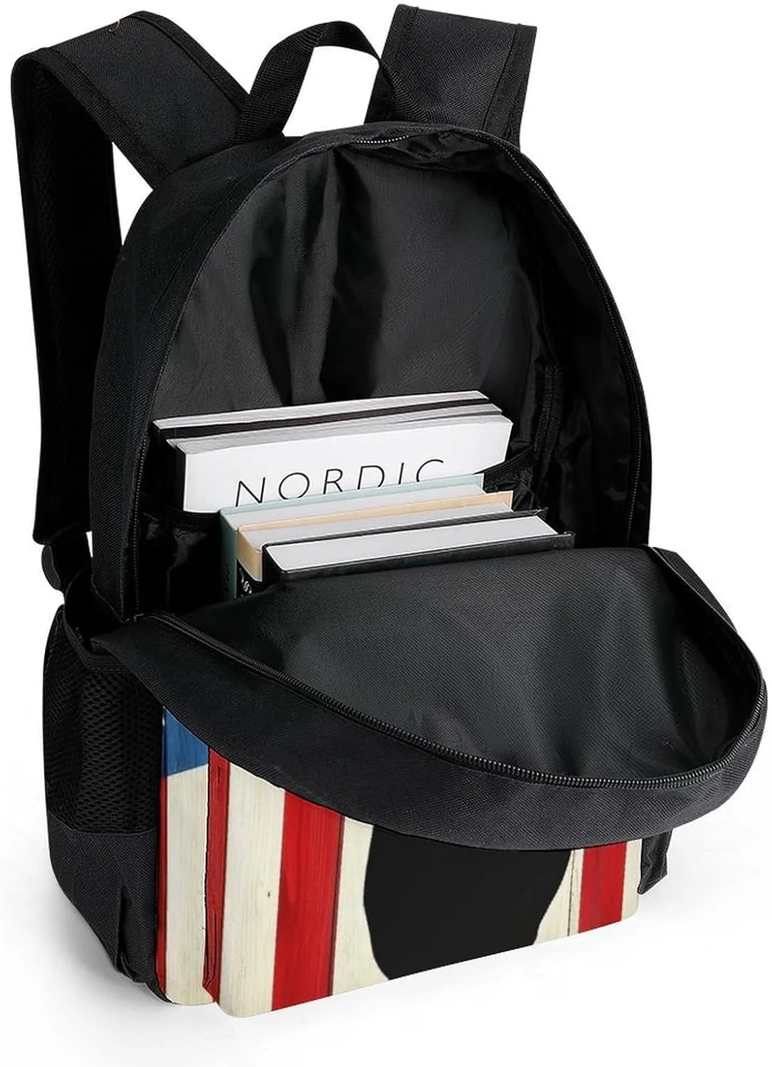 Supdreamc Men Women Lightweight Hunting Deer Camo Camouflage Wooden American Flag Daypack Bookbag Big Capacity Carry On Bag With Side Pockets for Camping Travel Bicycle