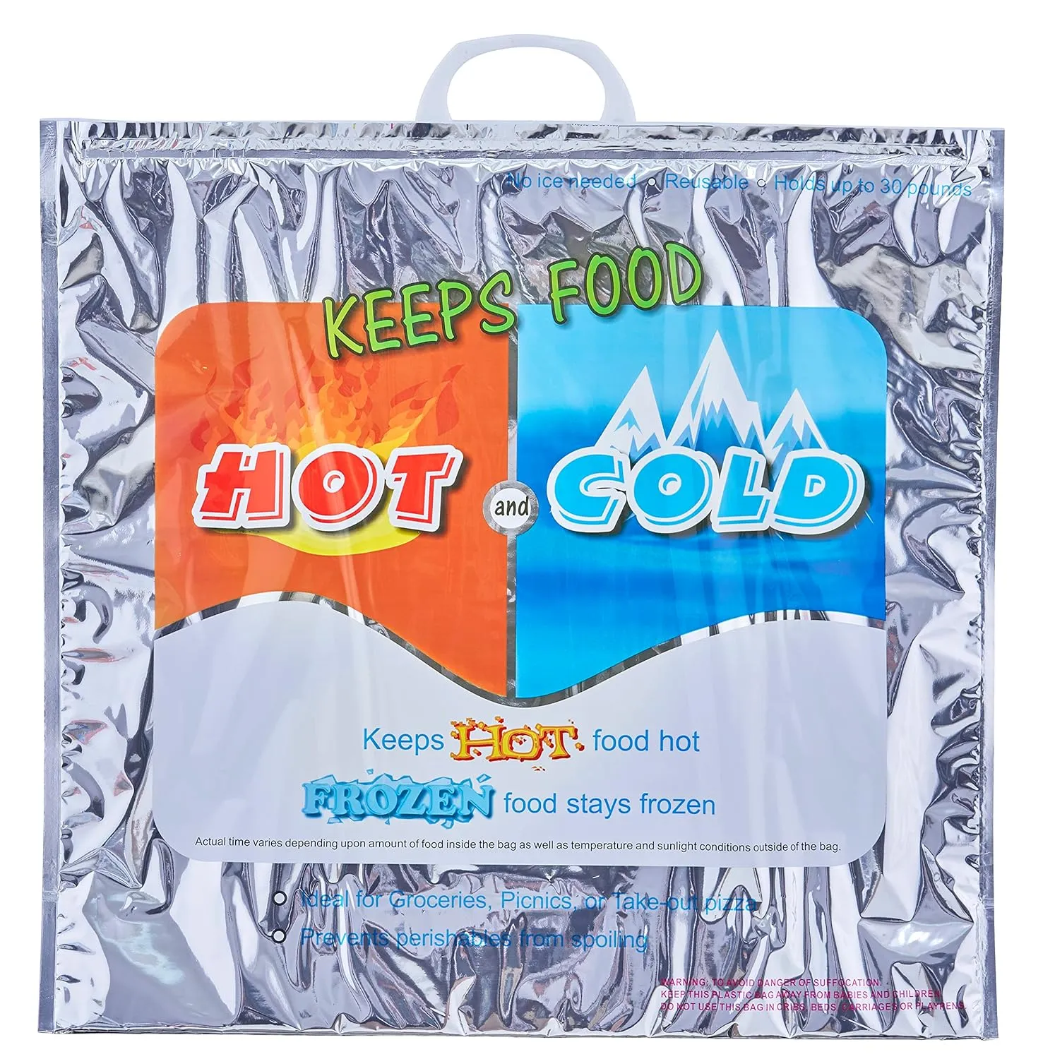 Superio Hot & Cold Insulated Bags for Food Delivery & Grocery Shopping - Reinforced Thermal Lunch Bag (3, 20"x19")