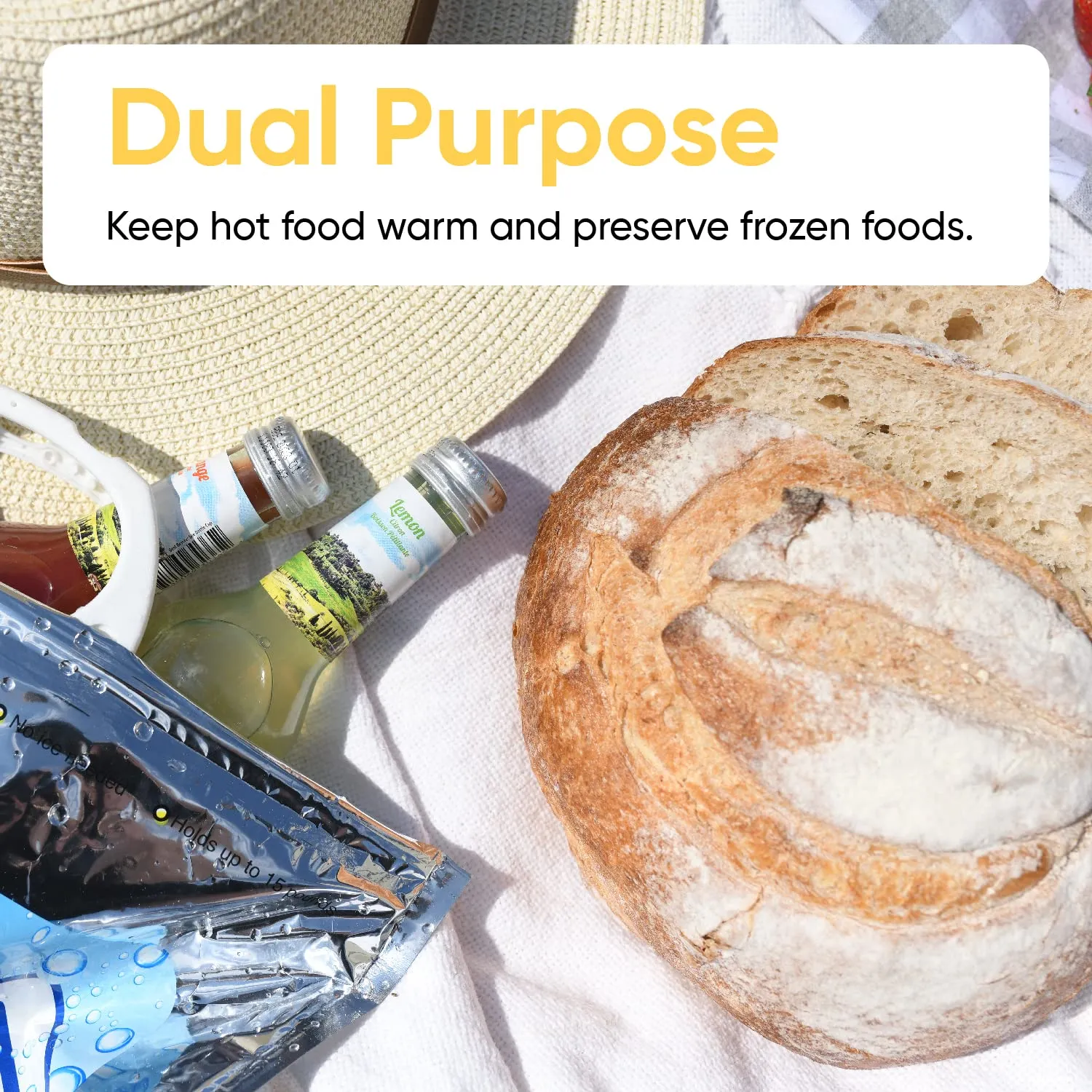 Superio Hot & Cold Insulated Bags for Food Delivery & Grocery Shopping - Reinforced Thermal Lunch Bag (3, 20"x19")