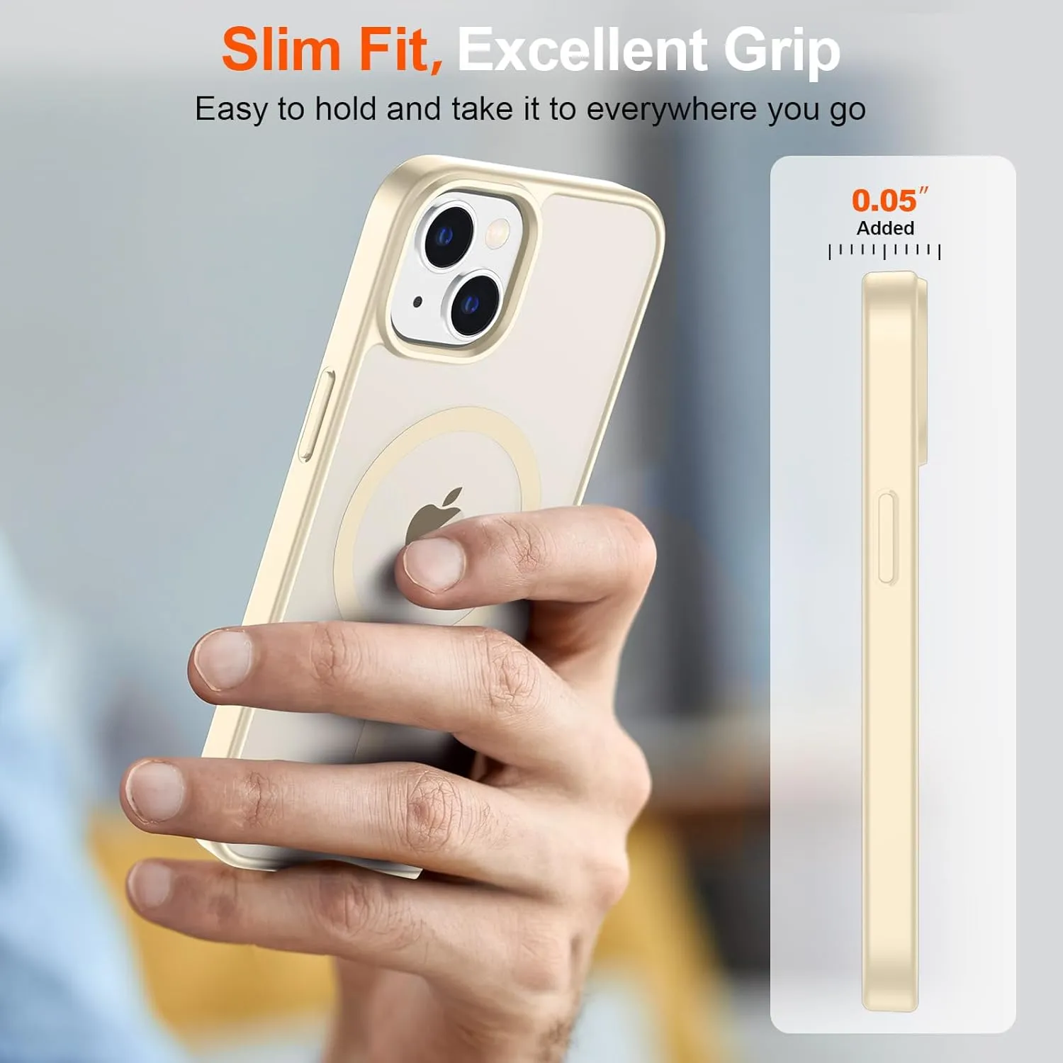 SUPFINE Magnetic for iPhone 14 Case & iPhone 13 Case (Compatible with MagSafe) (Military Grade Drop Protection) Slim Translucent Matte Shockproof Phone Cover,Antique White