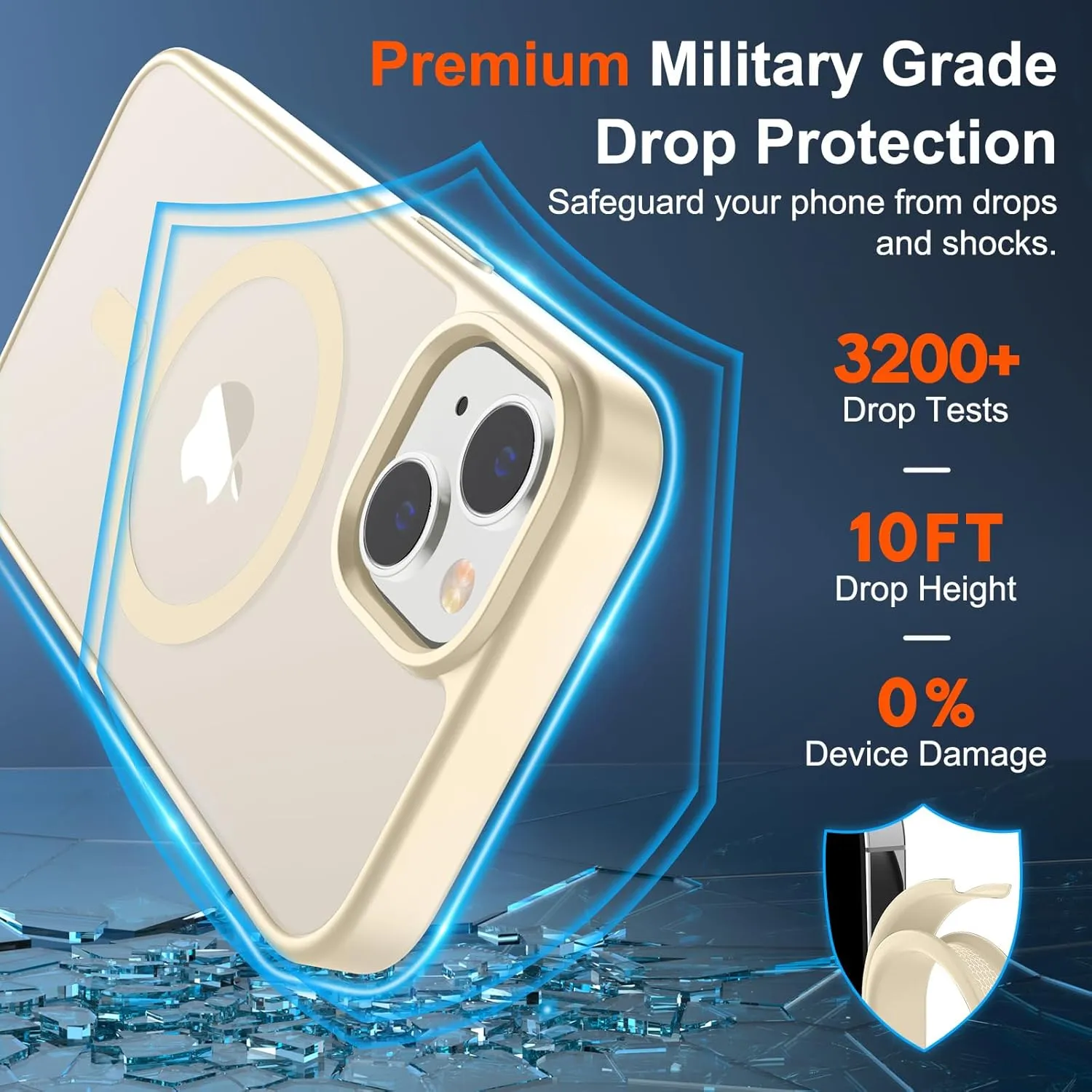 SUPFINE Magnetic for iPhone 14 Case & iPhone 13 Case (Compatible with MagSafe) (Military Grade Drop Protection) Slim Translucent Matte Shockproof Phone Cover,Antique White