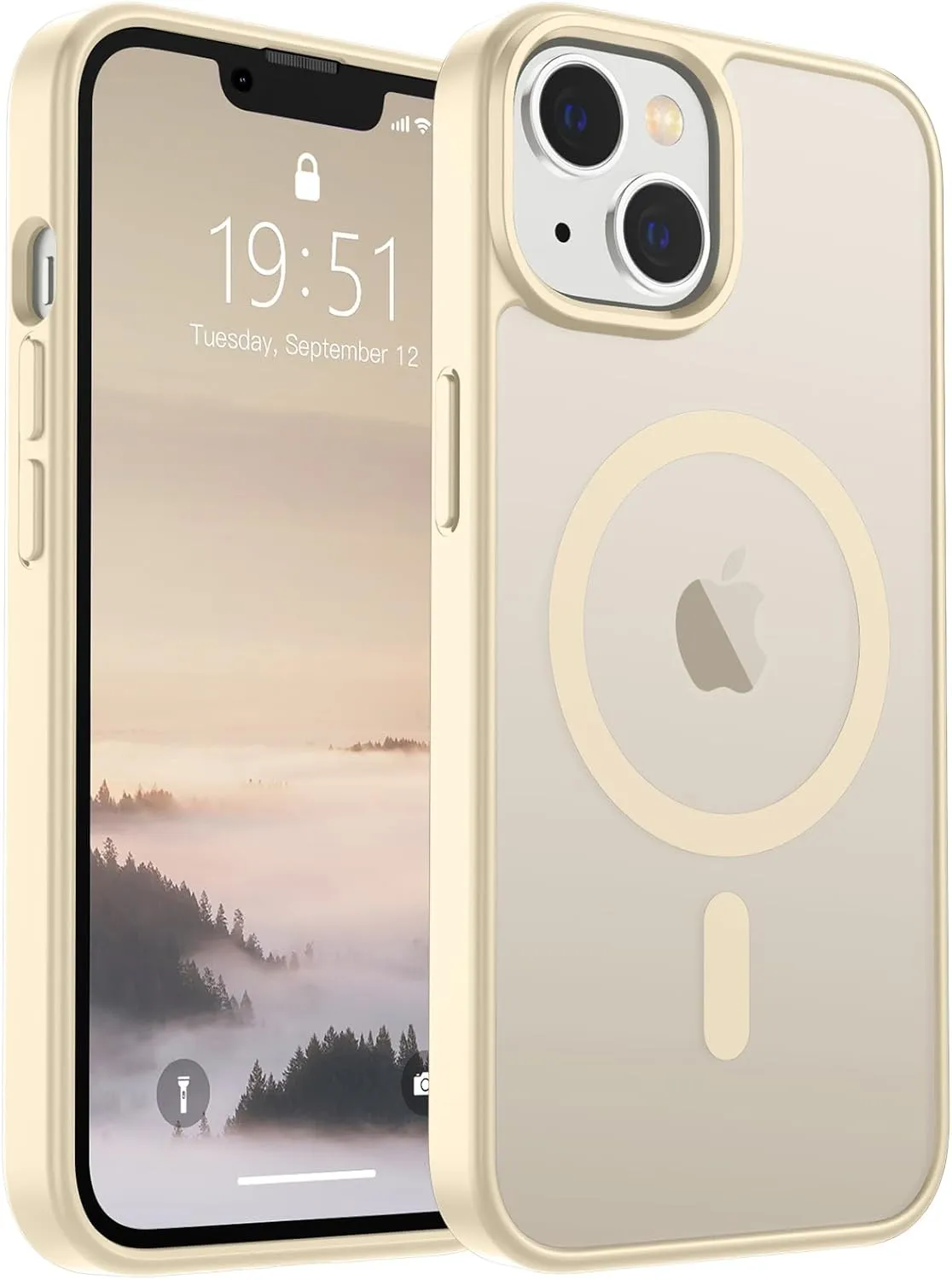 SUPFINE Magnetic for iPhone 14 Case & iPhone 13 Case (Compatible with MagSafe) (Military Grade Drop Protection) Slim Translucent Matte Shockproof Phone Cover,Antique White