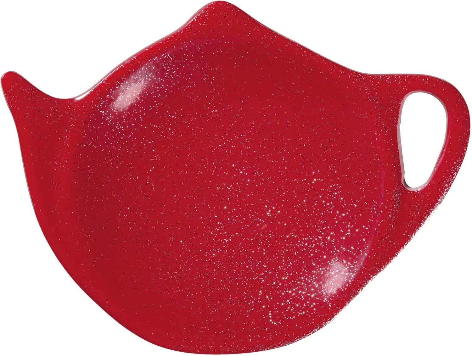 Supreme Housewares Twinkle Dust Tea Bag Holders, Teapot Shaped Tea Bag Coasters Spoon Rests Saucer Seasoning Dish Set, Christmas Decorations, Red, 4 x 3 Inch, Set of 4